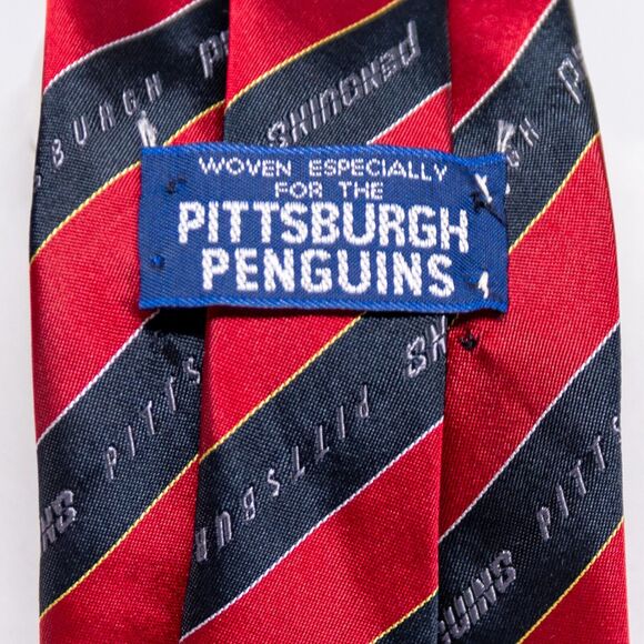 Men's Neck Tie PITTSBURG PENGUINS Hockey Sports Memorabilia Made in USA Silk - Picture 5 of 6